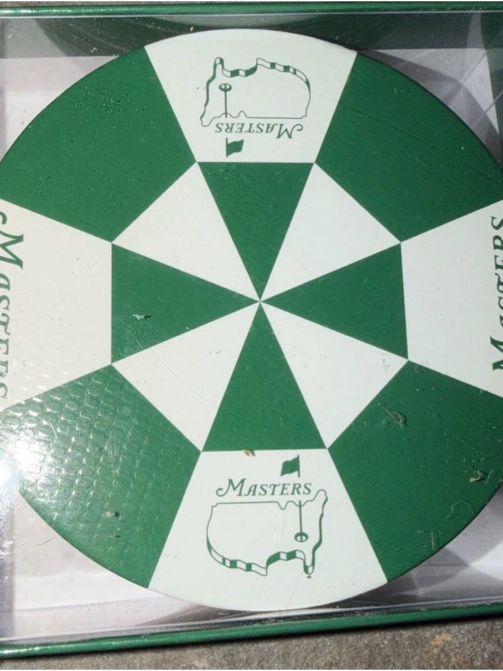 Masters Green and White Round Golf Logo Coaster
